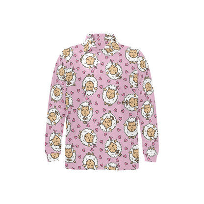 Sheep Cute Pattern Print Design 01 Long Sleeve Polo Shirt For Men's