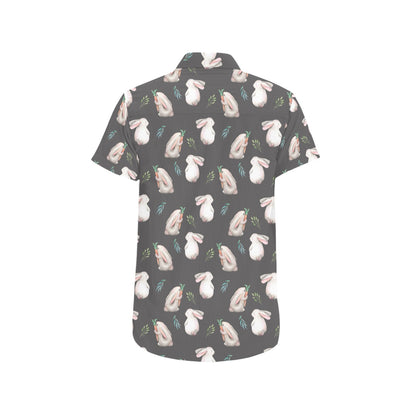 Rabbit Print Design LKS402 Men Short Sleeve Button Up Shirt