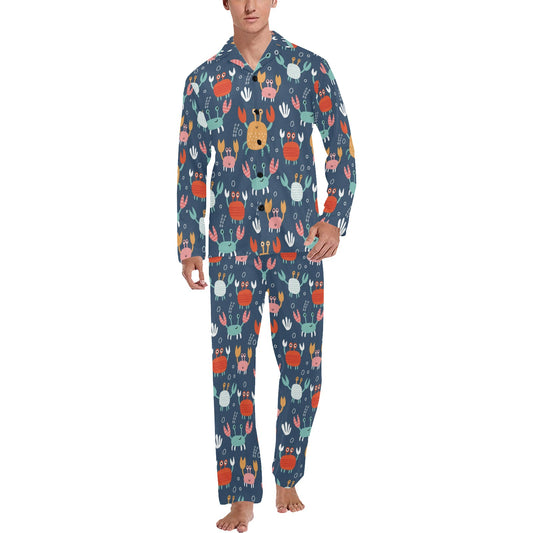 Crab Pattern Print Design 05 Men's Long Pajama Set