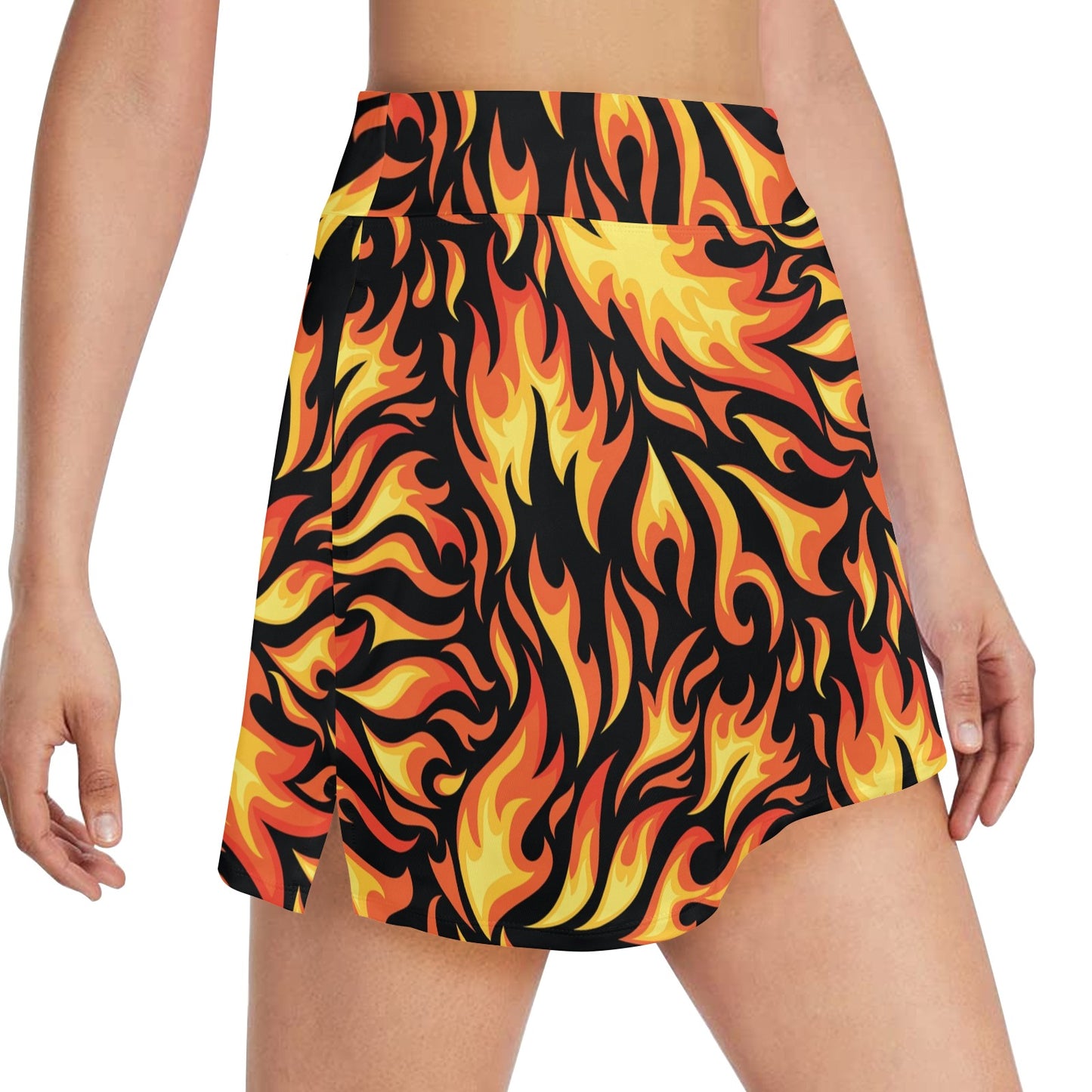 Flame Fire Design Pattern 17" Golf & Pickleball Skort with Pockets