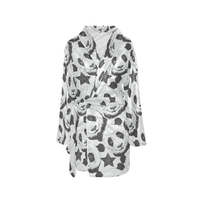 Panda Pattern Print Design A02 Women's Fleece Robe