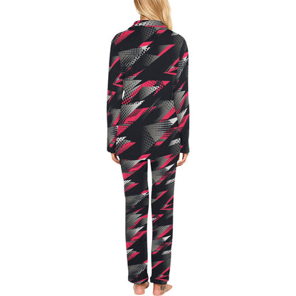 Racing Style Pattern Print Design A04 Women's Long Pajama Set