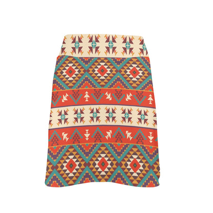 Aztec Red Print Pattern 17" Golf & Pickleball Skort with Pockets