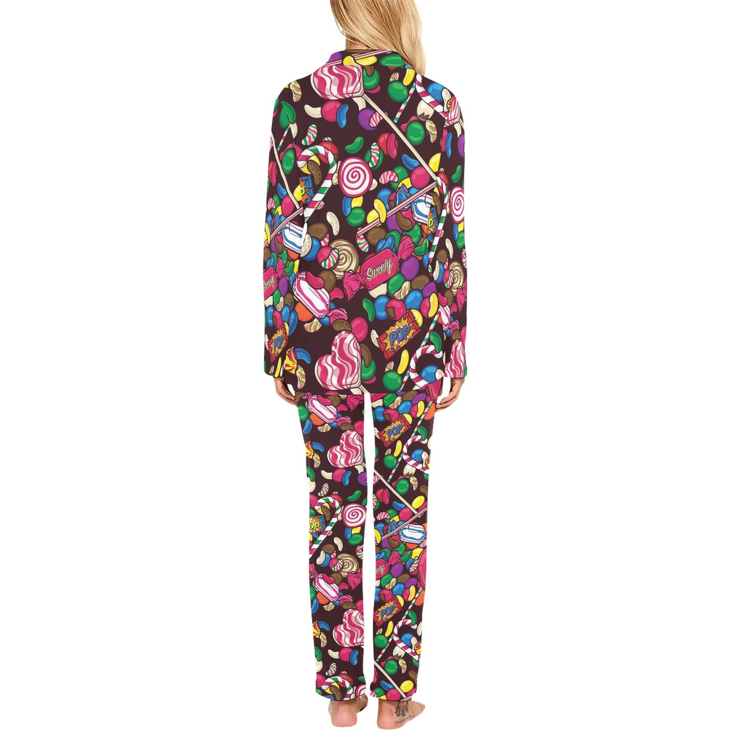Candy Pattern Print Design CA02 Women's Long Pajama Set