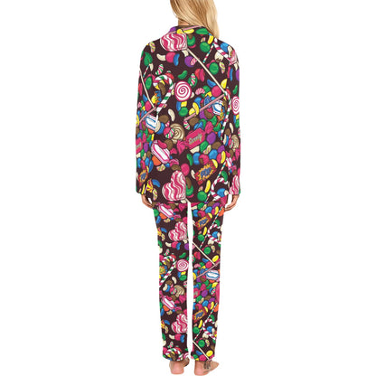 Candy Pattern Print Design CA02 Women's Long Pajama Set