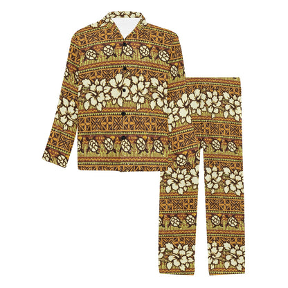 Hawaiian Themed Pattern Print Design H015 Men's Long Pajama Set