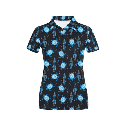 Sea Turtle Print Design LKS3013 Women's Polo Shirt