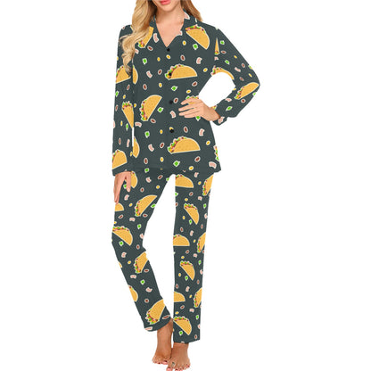 Taco Pattern Print Design TC02 Women's Long Pajama Set