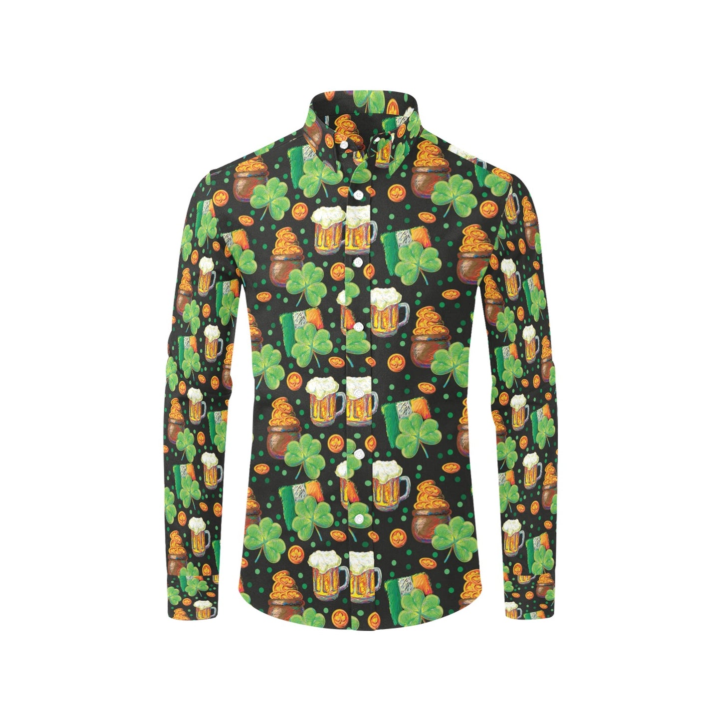 St Patricks Day Print Design LKS303 Men's Long Sleeve Dress Shirt