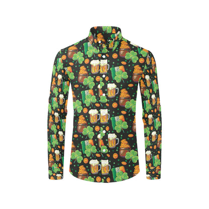 St Patricks Day Print Design LKS303 Men's Long Sleeve Dress Shirt