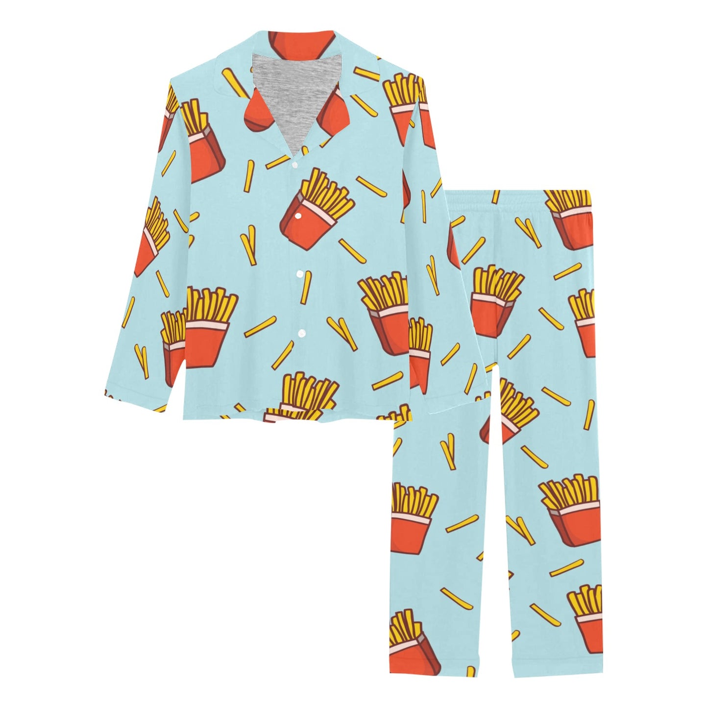 French Fried Pattern Print Design 02 Women's Long Pajama Set