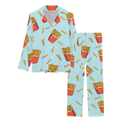 French Fried Pattern Print Design 02 Women's Long Pajama Set