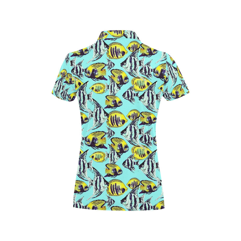 Angelfish Pattern Print Design 02 Women's Polo Shirt