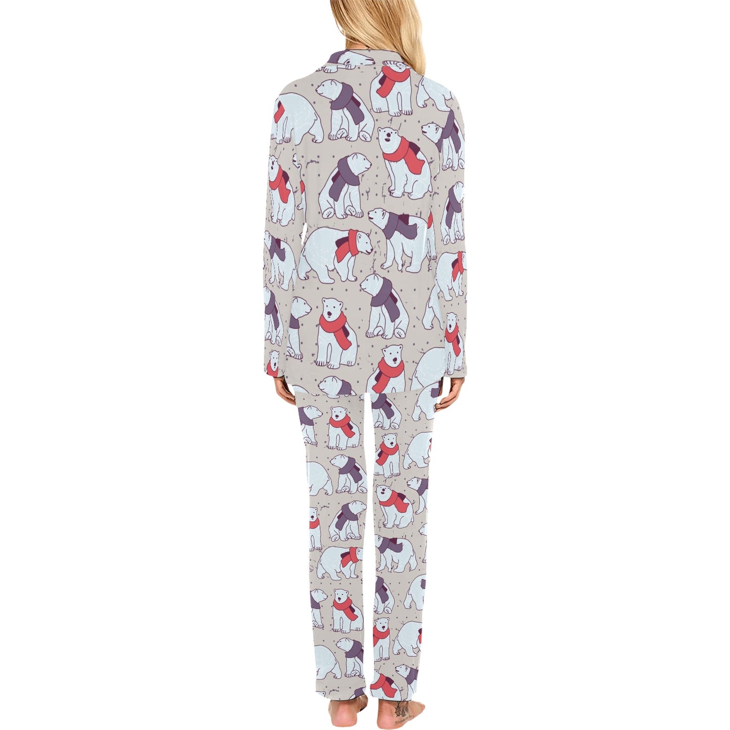 Polar Bear Pattern Print Design PB04 Women's Long Pajama Set