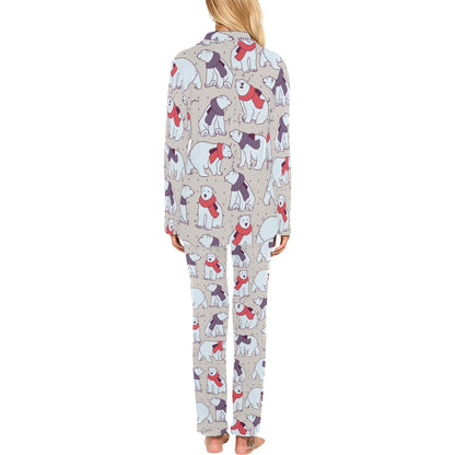 Polar Bear Pattern Print Design PB04 Women's Long Pajama Set