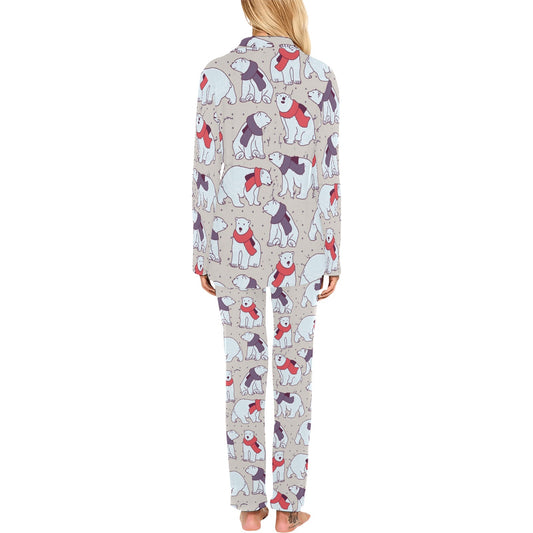 Polar Bear Pattern Print Design PB04 Women's Long Pajama Set