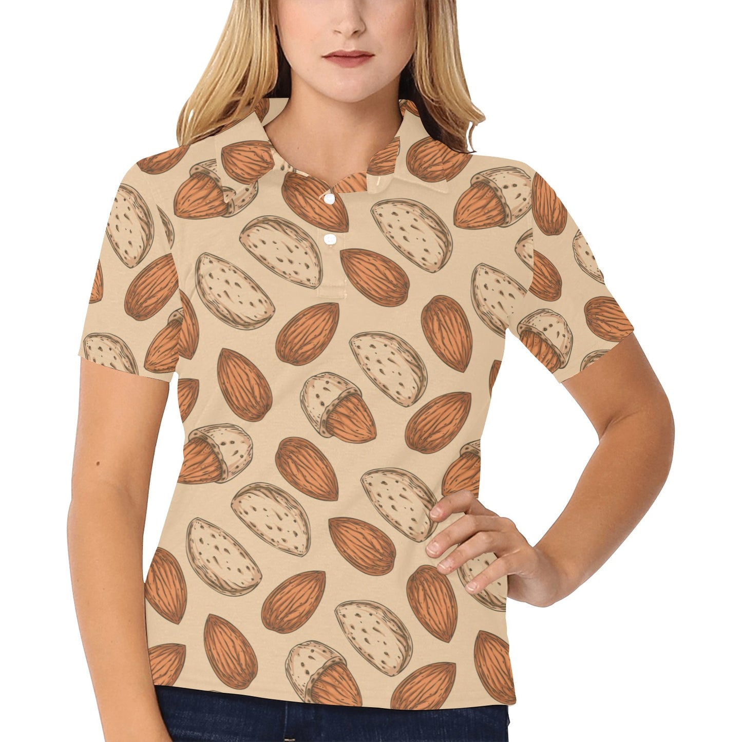 Almond Pattern Print Design 04 Women's Polo Shirt