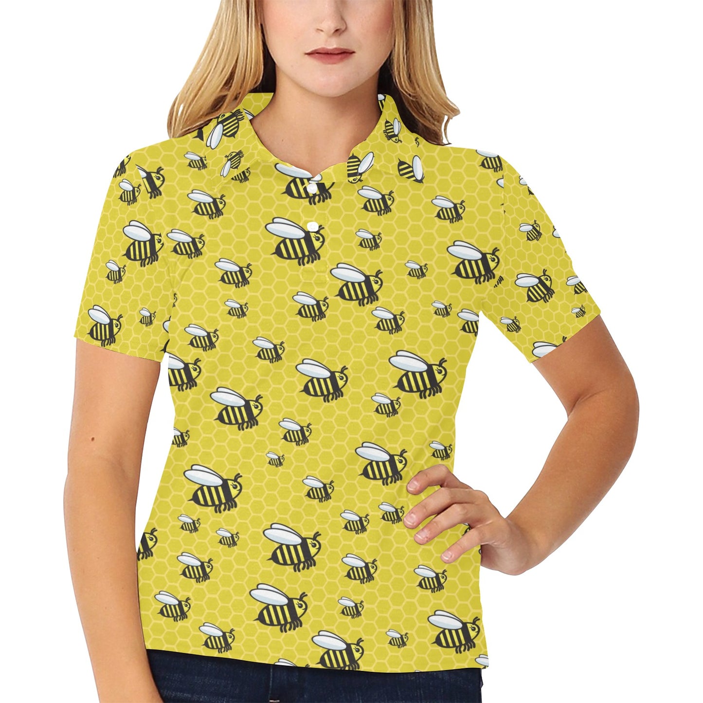 Bee Cute Print Design LKS308 Women's Polo Shirt