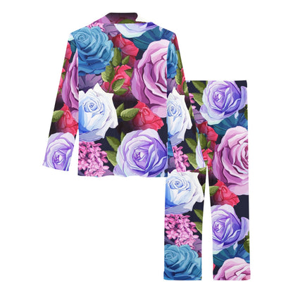 Rose Pattern Print Design RO09 Women's Long Pajama Set