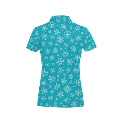 Snowflake Print Design LKS304 Women's Polo Shirt