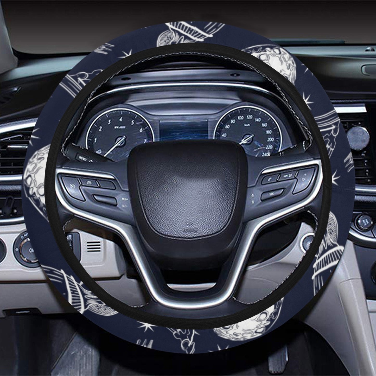 Space Rocket Print Design LKS301 Steering Wheel Cover with Elastic Edge