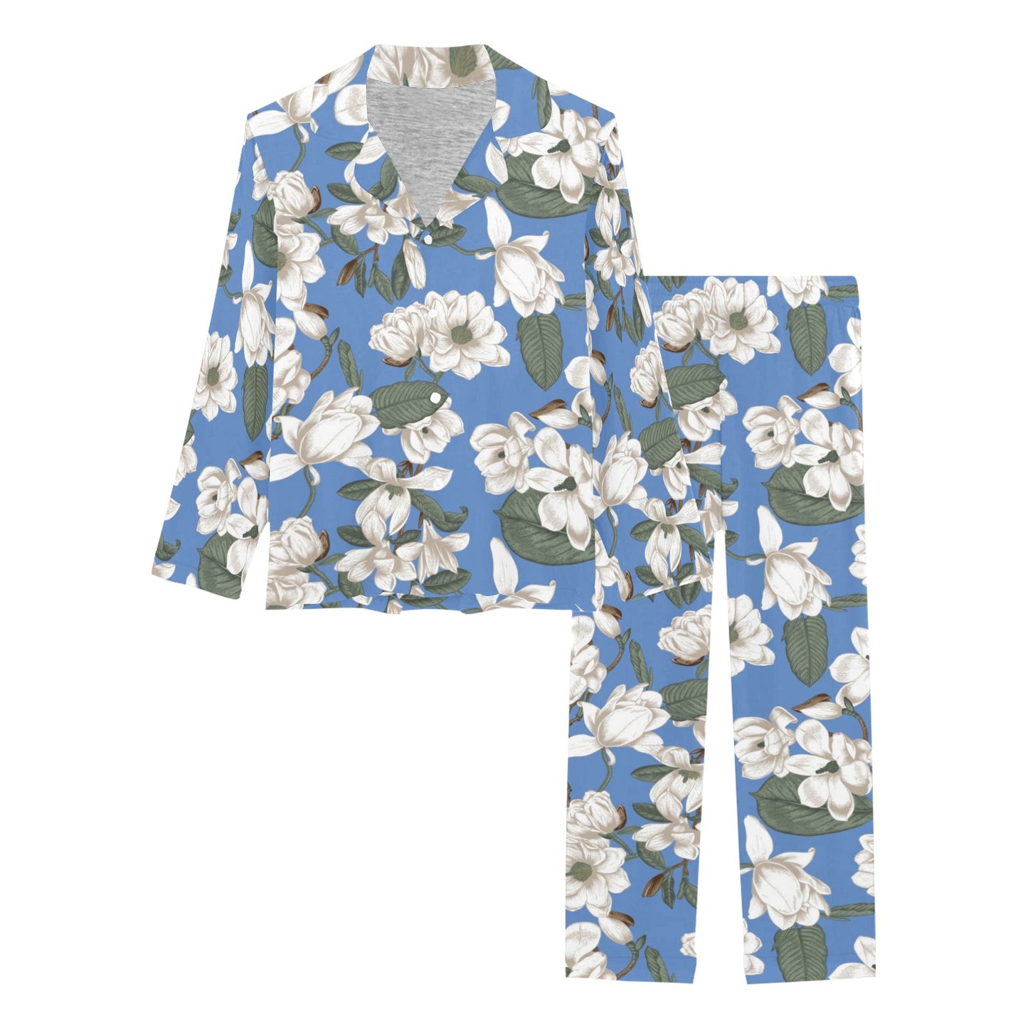 Magnolia Pattern Print Design 01 Women's Long Pajama Set