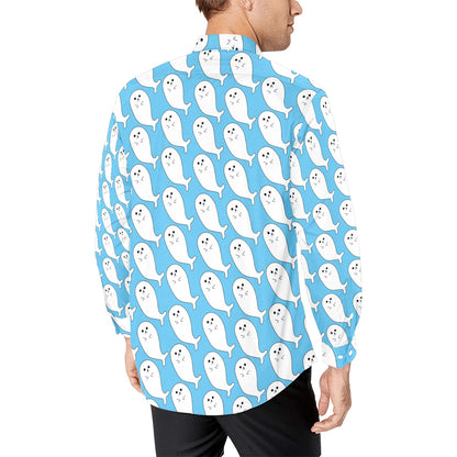 Sea Lion Print Design LKS402 Men's Long Sleeve Dress Shirt