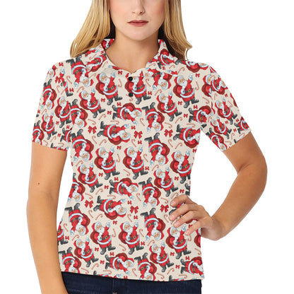Santa Christmas Themed Print Design LKS302 Women's Polo Shirt