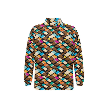 Chocolate Pattern Print Design 02 Long Sleeve Polo Shirt For Men's