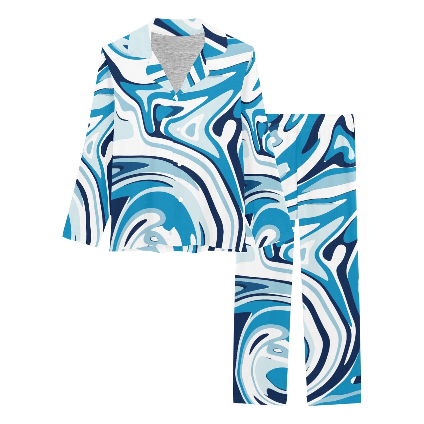 Liquid Pattern Print Design 05 Women's Long Pajama Set