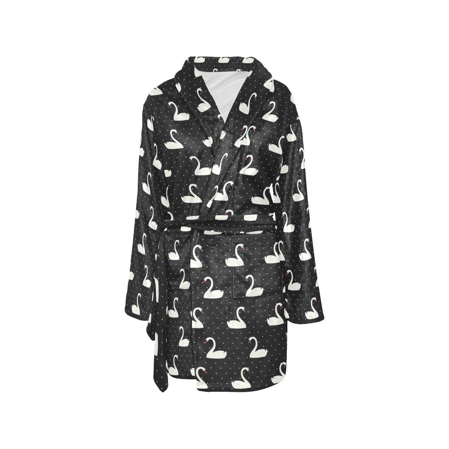Swan Print Design LKS401 Women's Fleece Robe