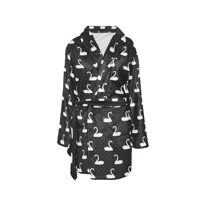 Swan Print Design LKS401 Women's Fleece Robe