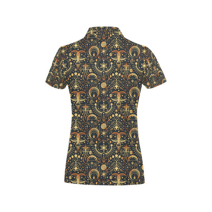 Sun Moon Print Design LKS308 Women's Polo Shirt