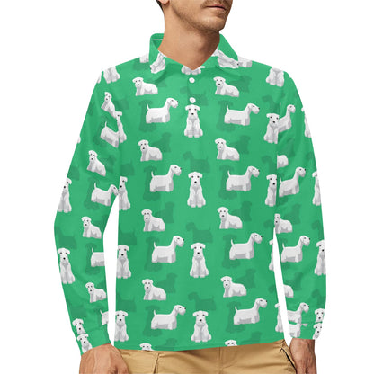 Sealyham Terriers Print Design LKS301 Long Sleeve Polo Shirt For Men's
