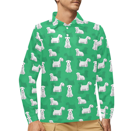 Sealyham Terriers Print Design LKS301 Long Sleeve Polo Shirt For Men's