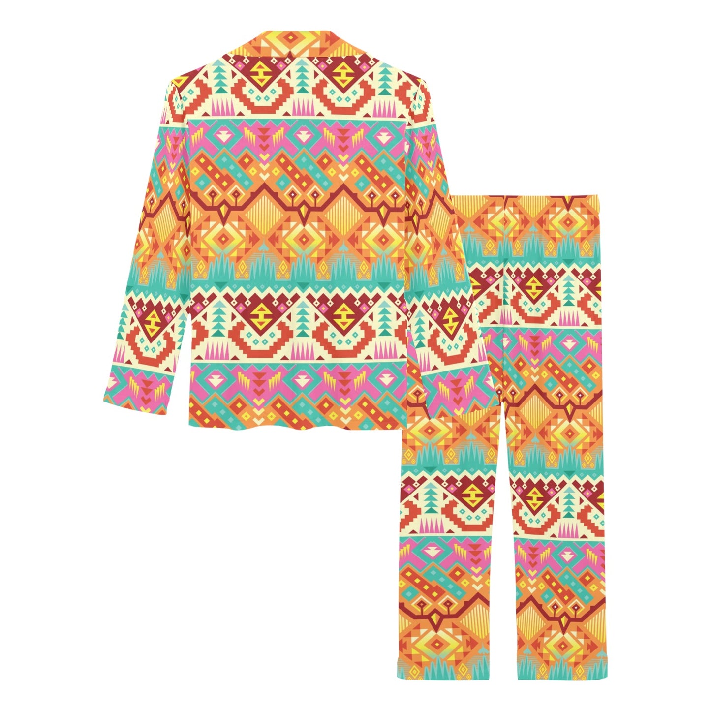 Aztec Pattern Print Design 03 Women's Long Pajama Set