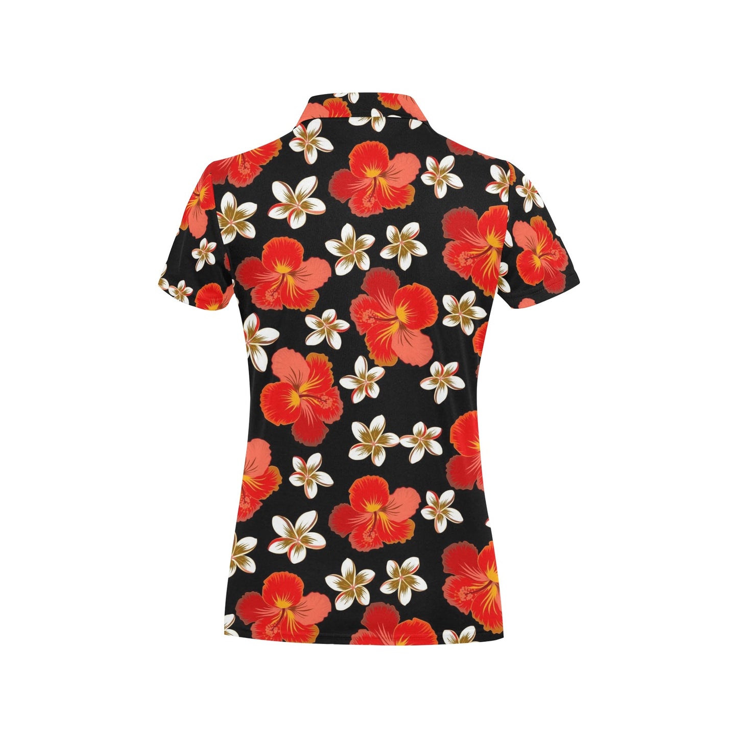 Red Hibiscus Pattern Print Design HB022 Women's Polo Shirt