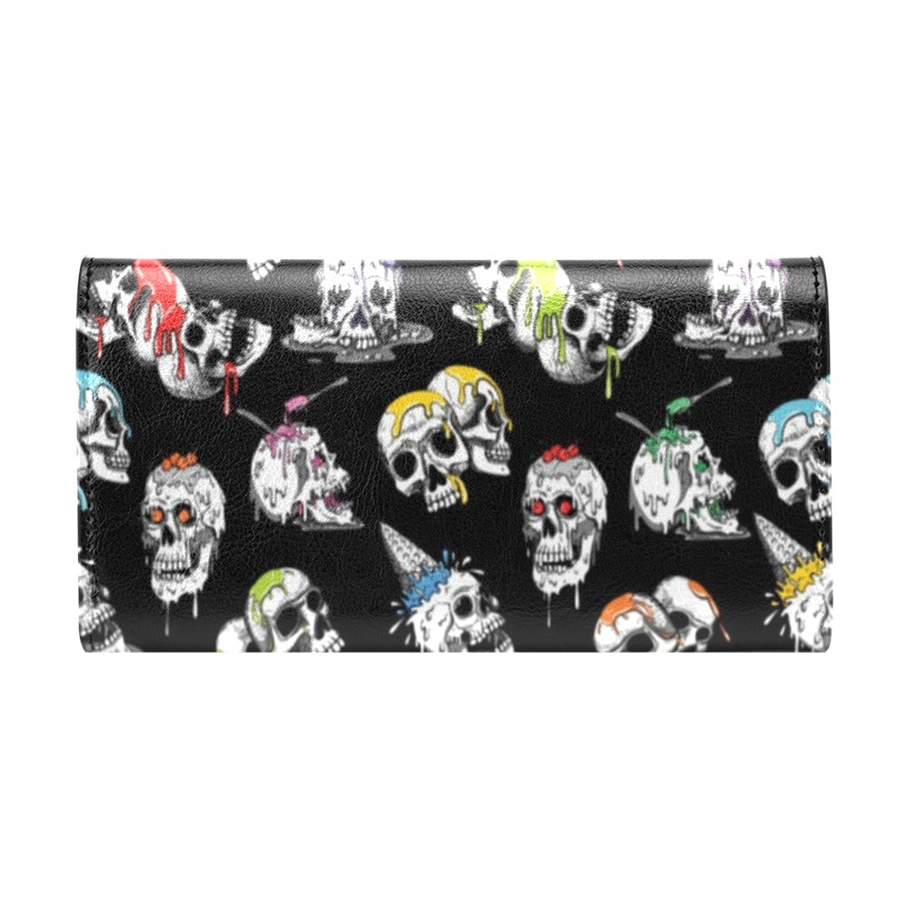 Skull Print Design LKS3013 Women's Trifold Wallet