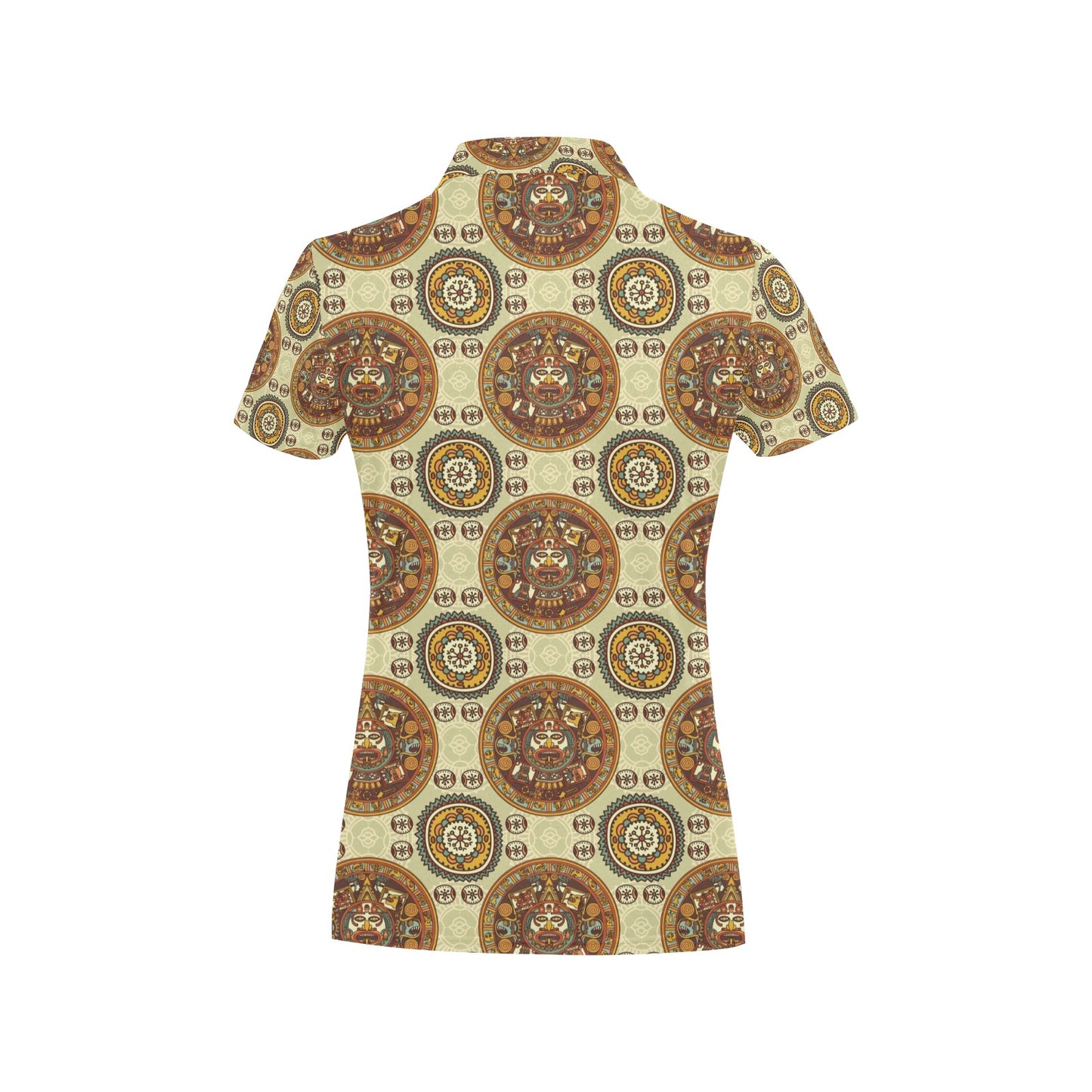 Calendar Aztec Themed Print Pattern Women's Polo Shirt