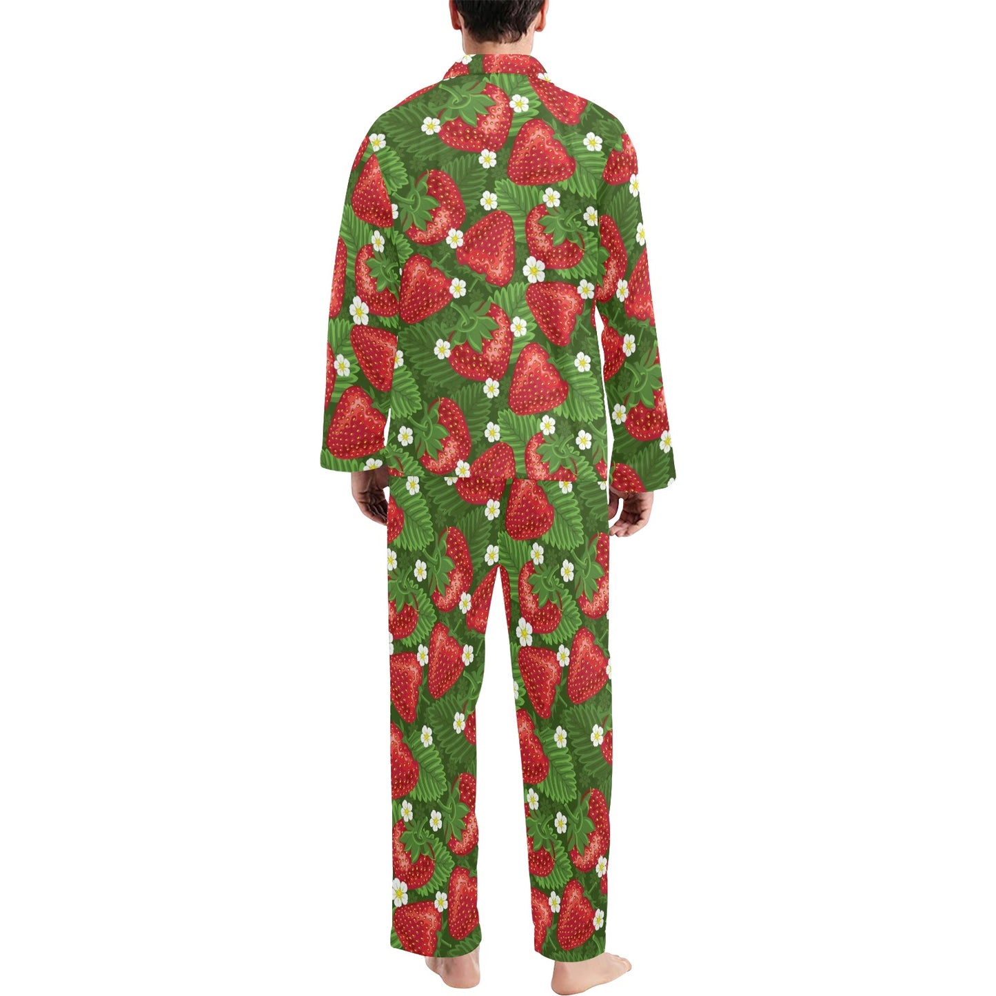Strawberry Pattern Print Design SB05 Men's Long Pajama Set