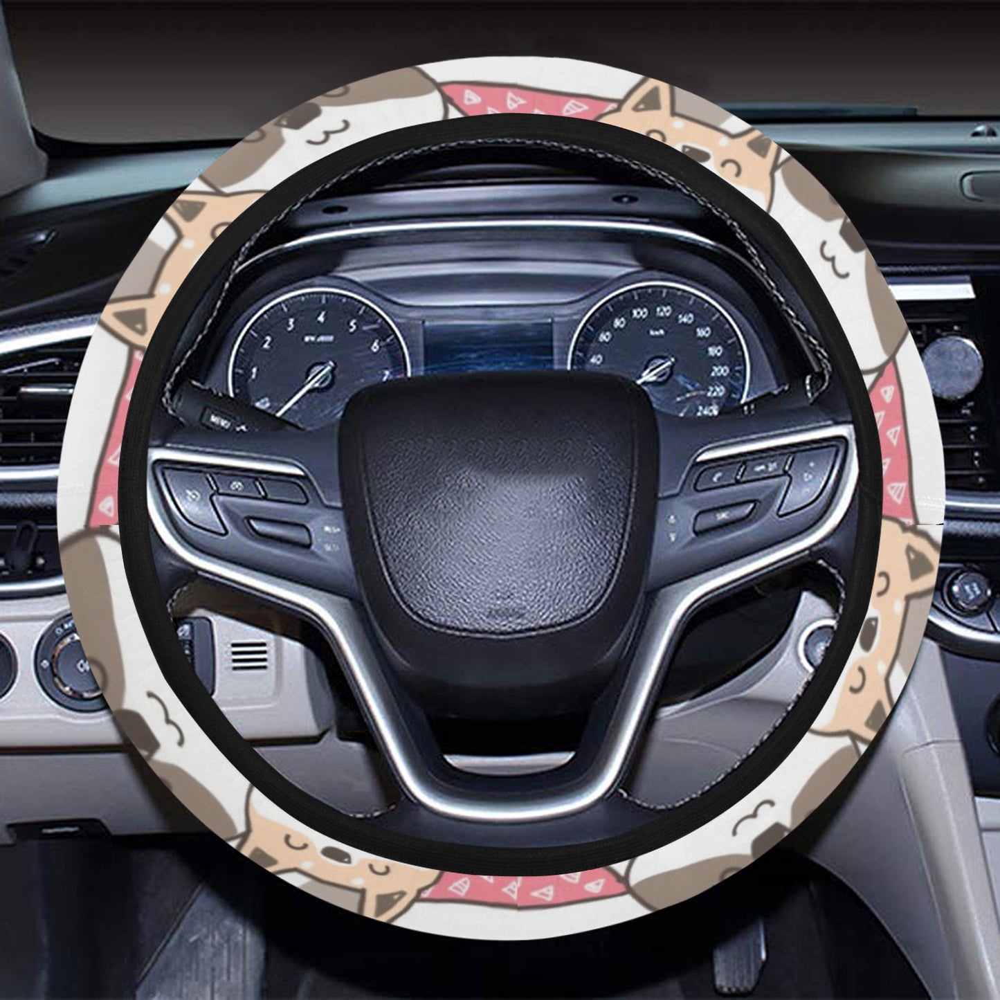 Shiba Inu Print Design LKS305 Steering Wheel Cover with Elastic Edge