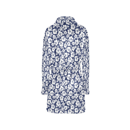 Hibiscus Blue Hawaiian Flower Style Women's Fleece Robe