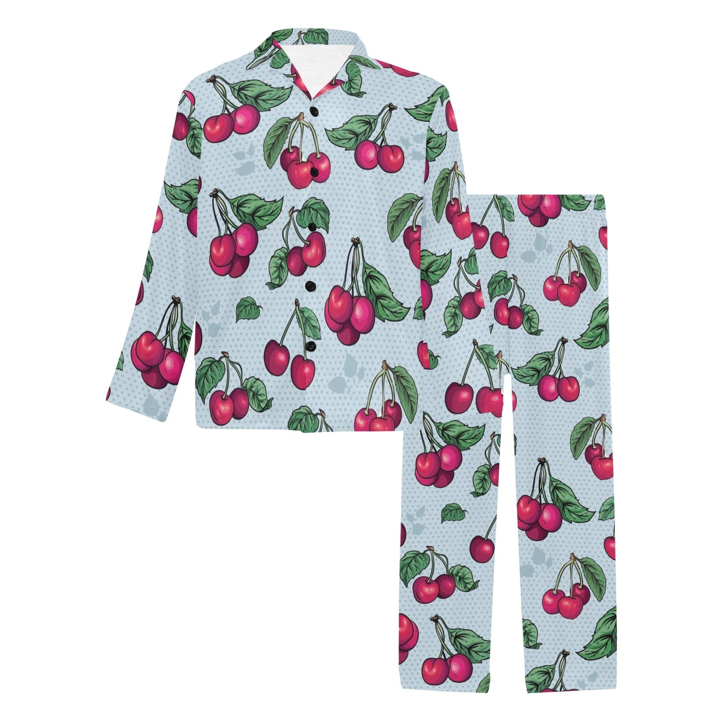 Cherry Pattern Print Design CH01 Men's Long Pajama Set