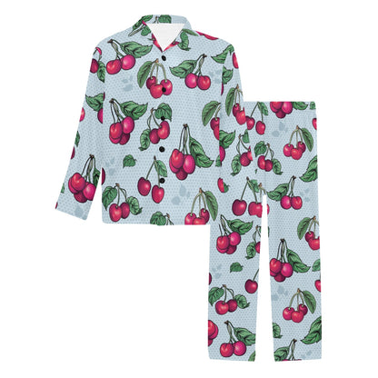 Cherry Pattern Print Design CH01 Men's Long Pajama Set
