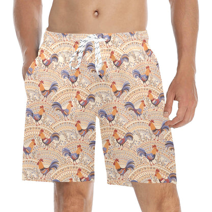 Chicken Boho Style Pattern Men's Swim Trunks Beach Shorts