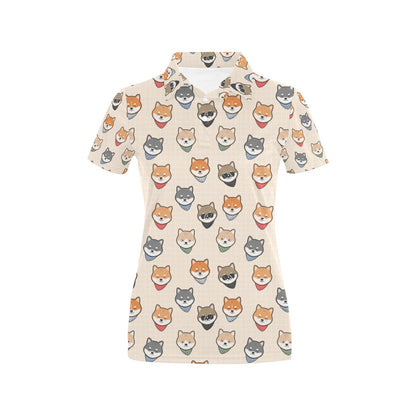 Shiba Inu Print Design LKS3010 Women's Polo Shirt