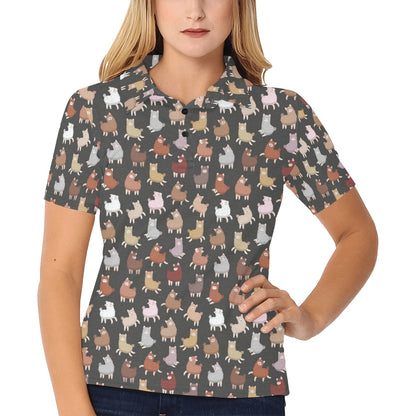 Alpaca Cute Design Themed Print Women's Polo Shirt