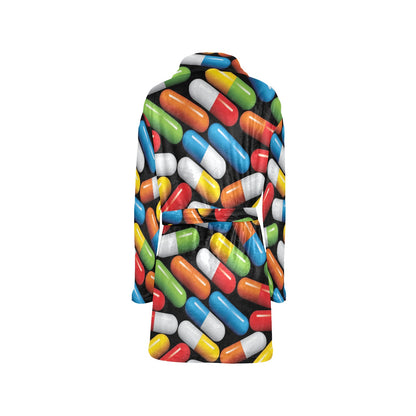 Pill Pattern Print Design A02 Women's Fleece Robe