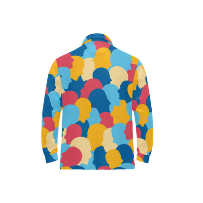 Psychology Pattern Print Design A02 Long Sleeve Polo Shirt For Men's