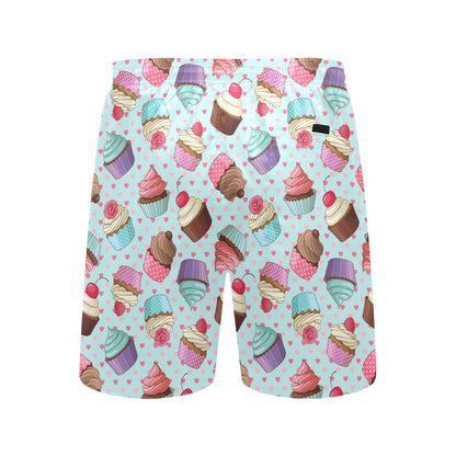 Cupcakes Fancy Heart Print Pattern Men's Swim Trunks Beach Shorts